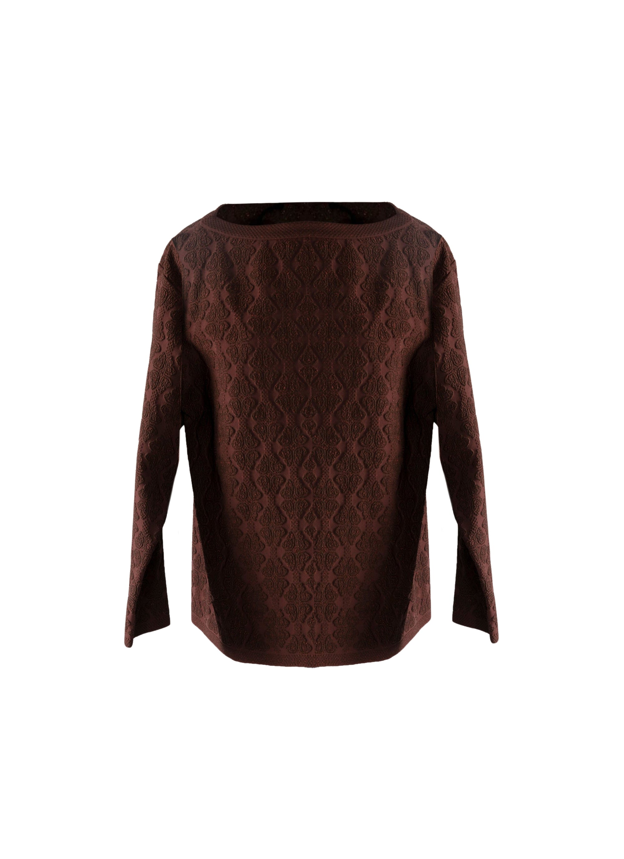 Pull à manches longues et motifs embossés en laine - Rouge & Bordeaux