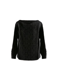Long-sleeved wool jumper with embossed motifs - Black intense