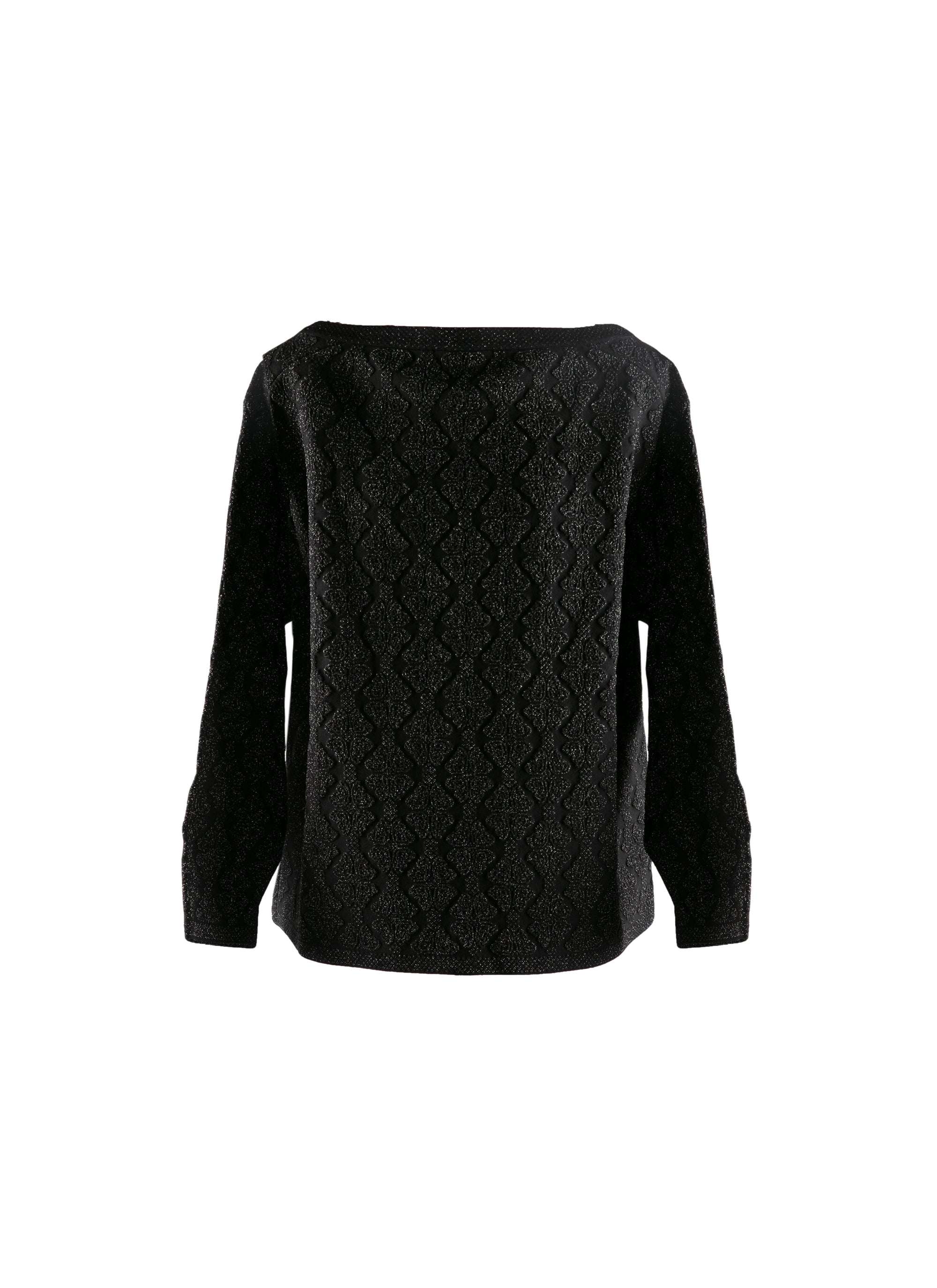 Long-sleeved wool jumper with embossed motifs - Black intense
