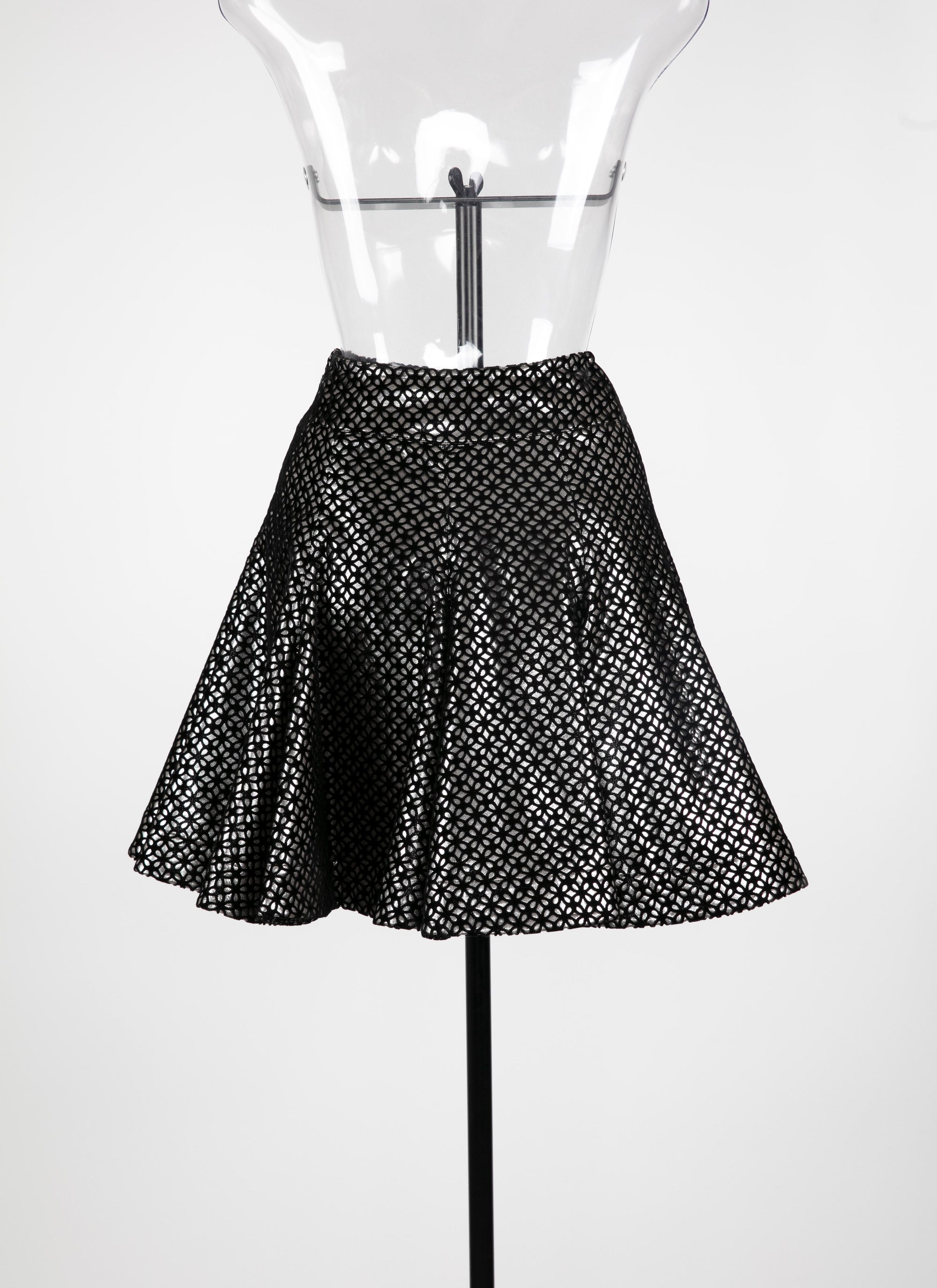 Jupe courte en velours lys - Noir
