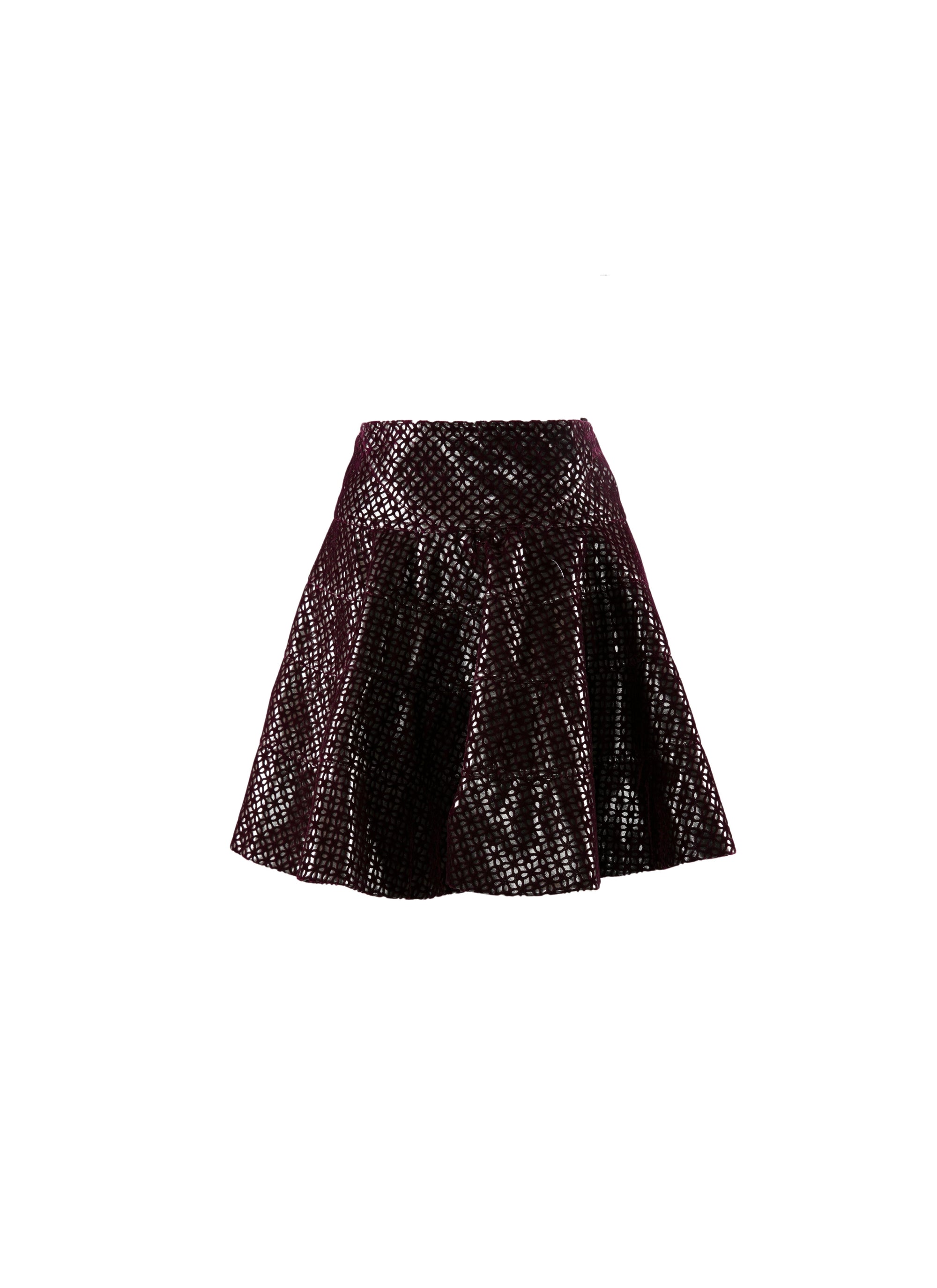 Iridescent openwork mini skater skirt - Garnet