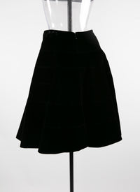 Jupe mi-longue patineuse unie - Noir