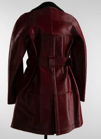 Trench court en cuir - Grenat & Noir