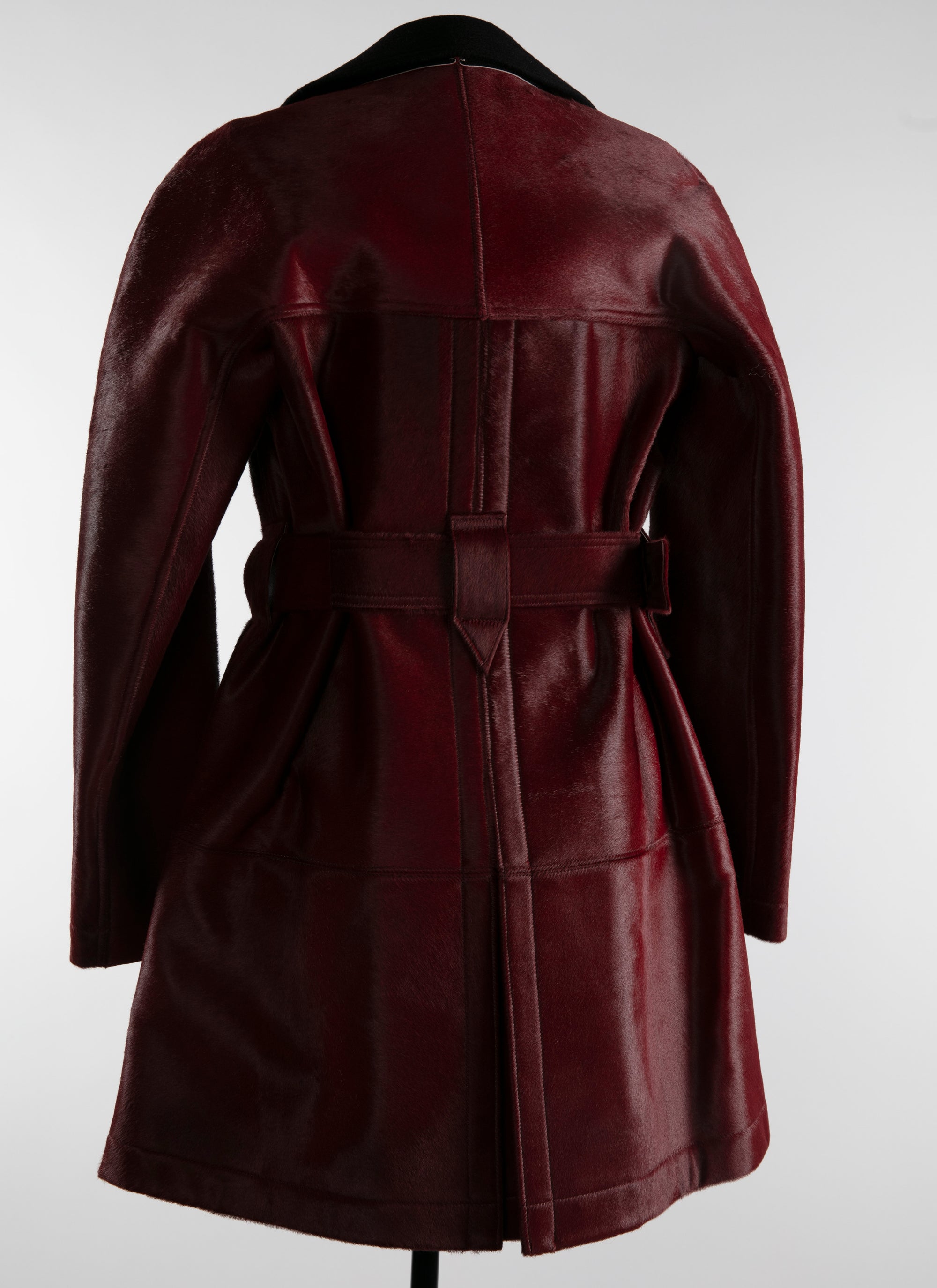 Trench court en cuir - Grenat & Noir