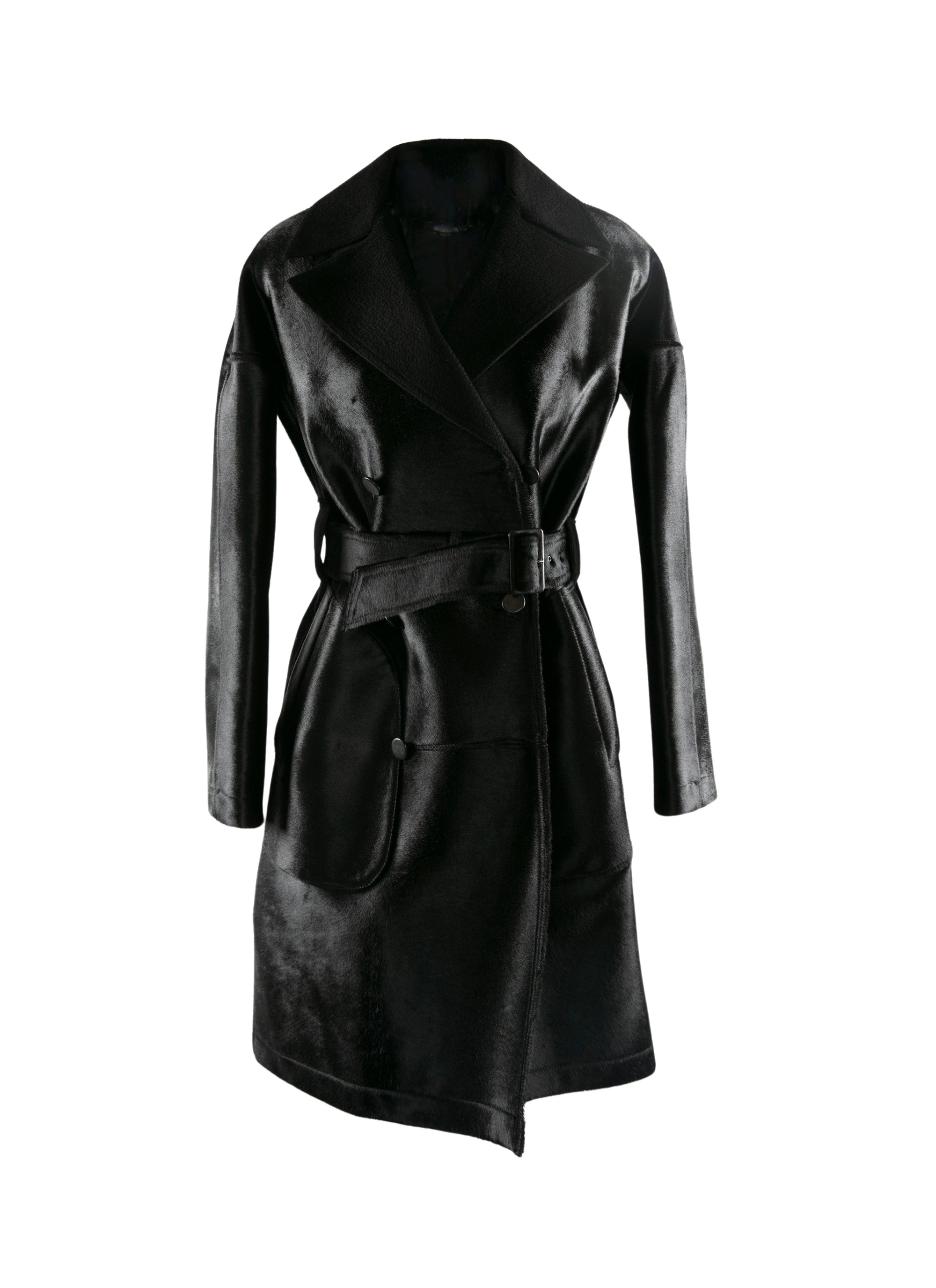 Trench regular en cuir - Noir & Noir