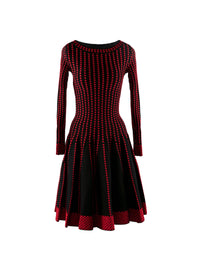Robe regular à plis en laine - Noir & Rouge