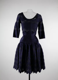 Robe regular à ourlet festonné - Saphir