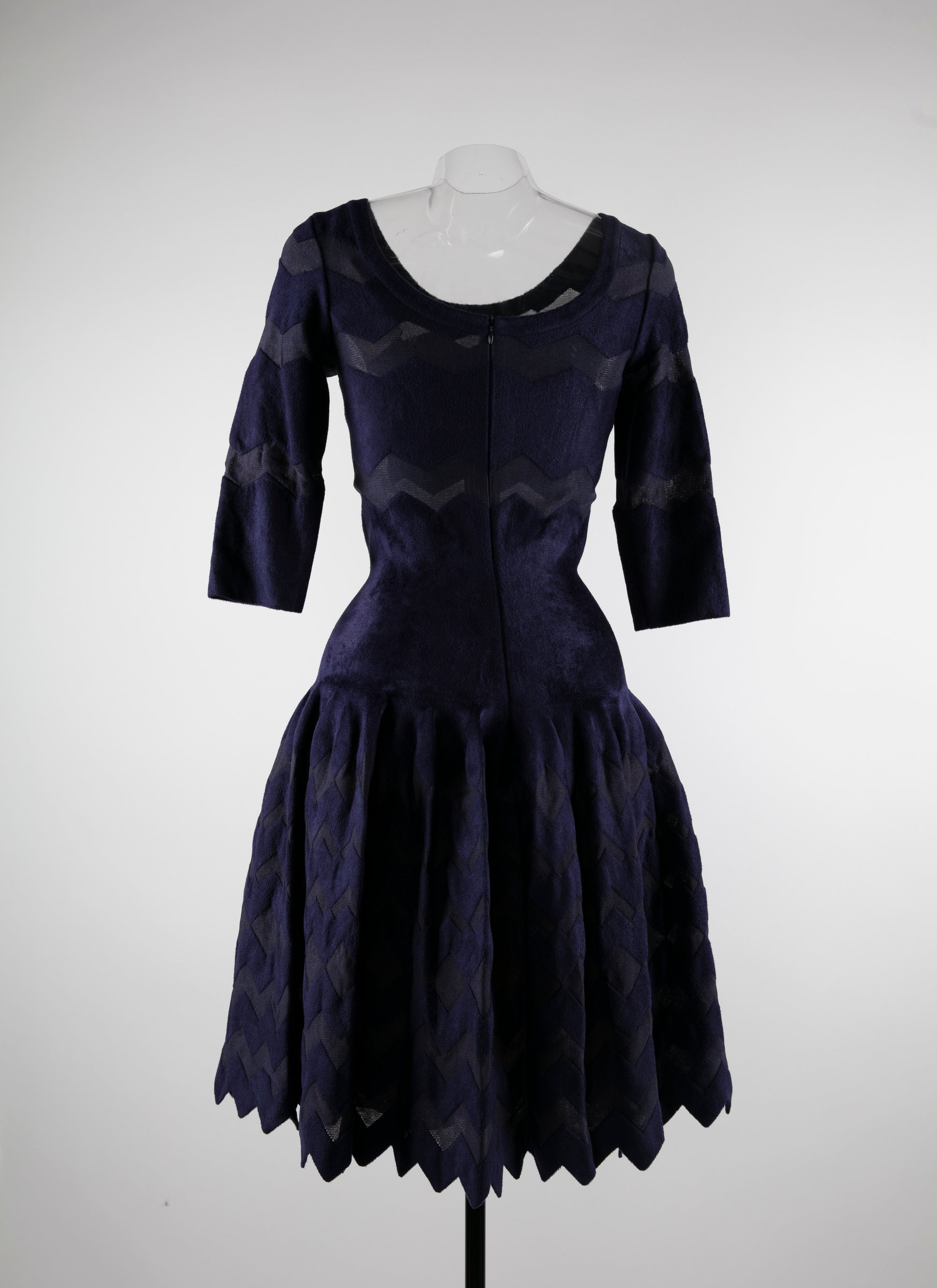 Robe regular à ourlet festonné - Saphir