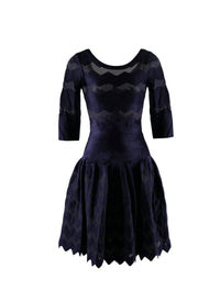 Robe regular à ourlet festonné - Saphir