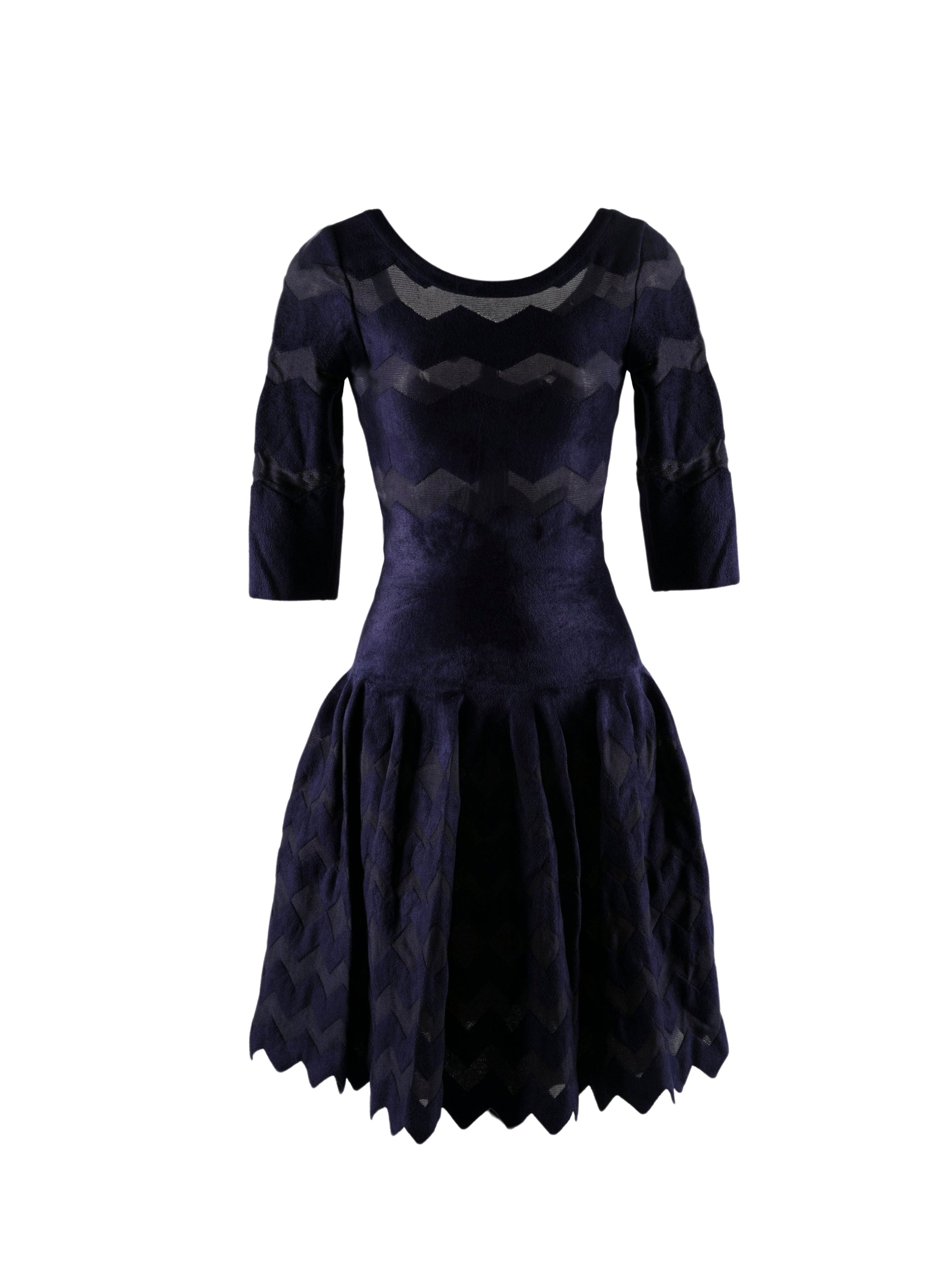 Robe regular à ourlet festonné - Saphir