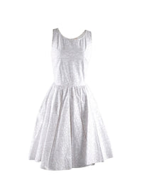 Square neck scalloped hem short dress - White iridescent