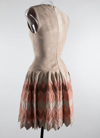 Square neck scalloped hem short dress - Multicolour Vanilla