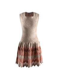 Square neck scalloped hem short dress - Multicolour Vanilla