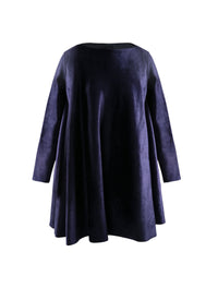 Loose velvet dress with long sleeves - Prussian Blue