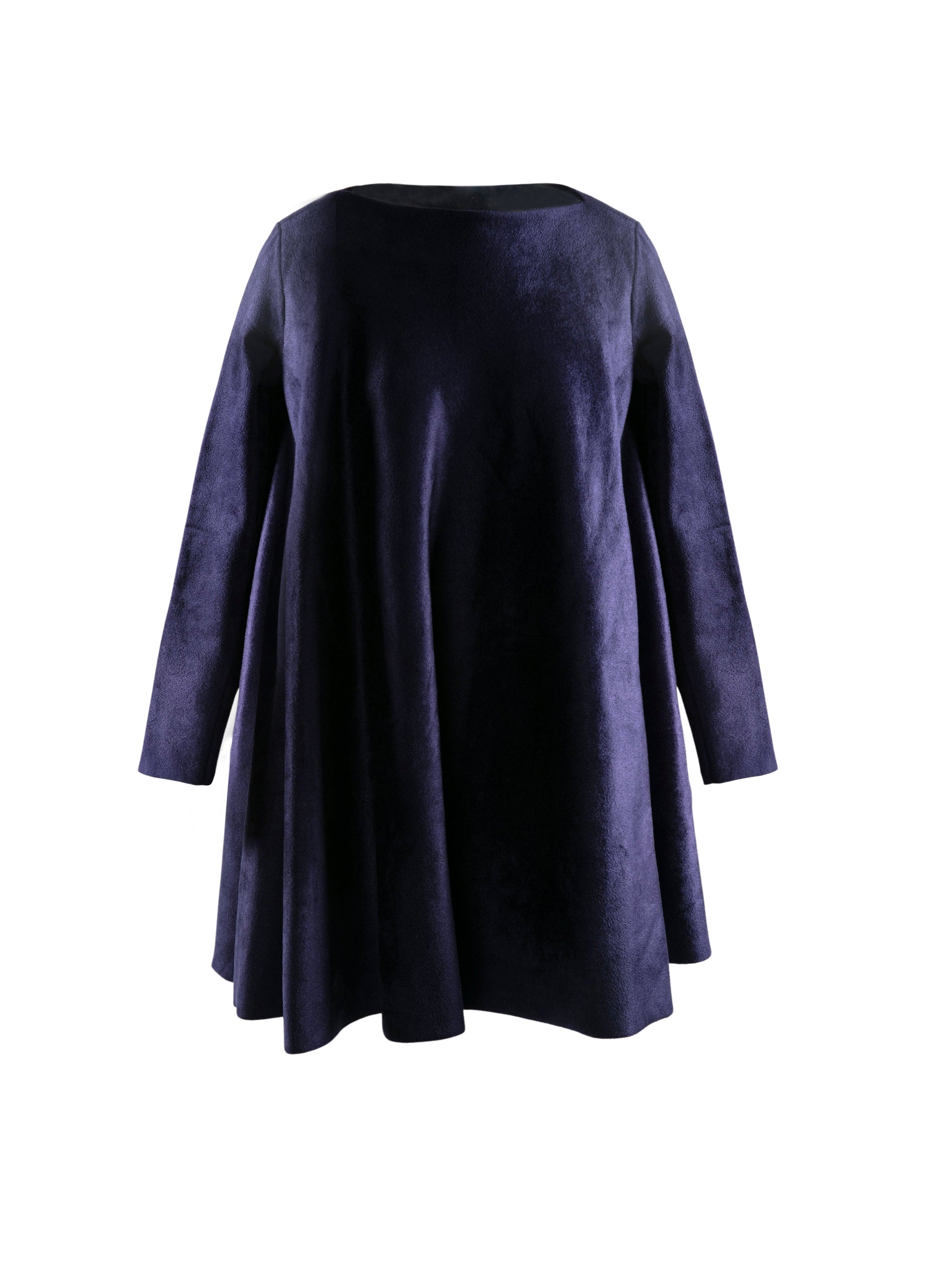 Loose velvet dress with long sleeves - Prussian Blue