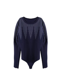 Contemporary geometric bodysuit - Navy & Black