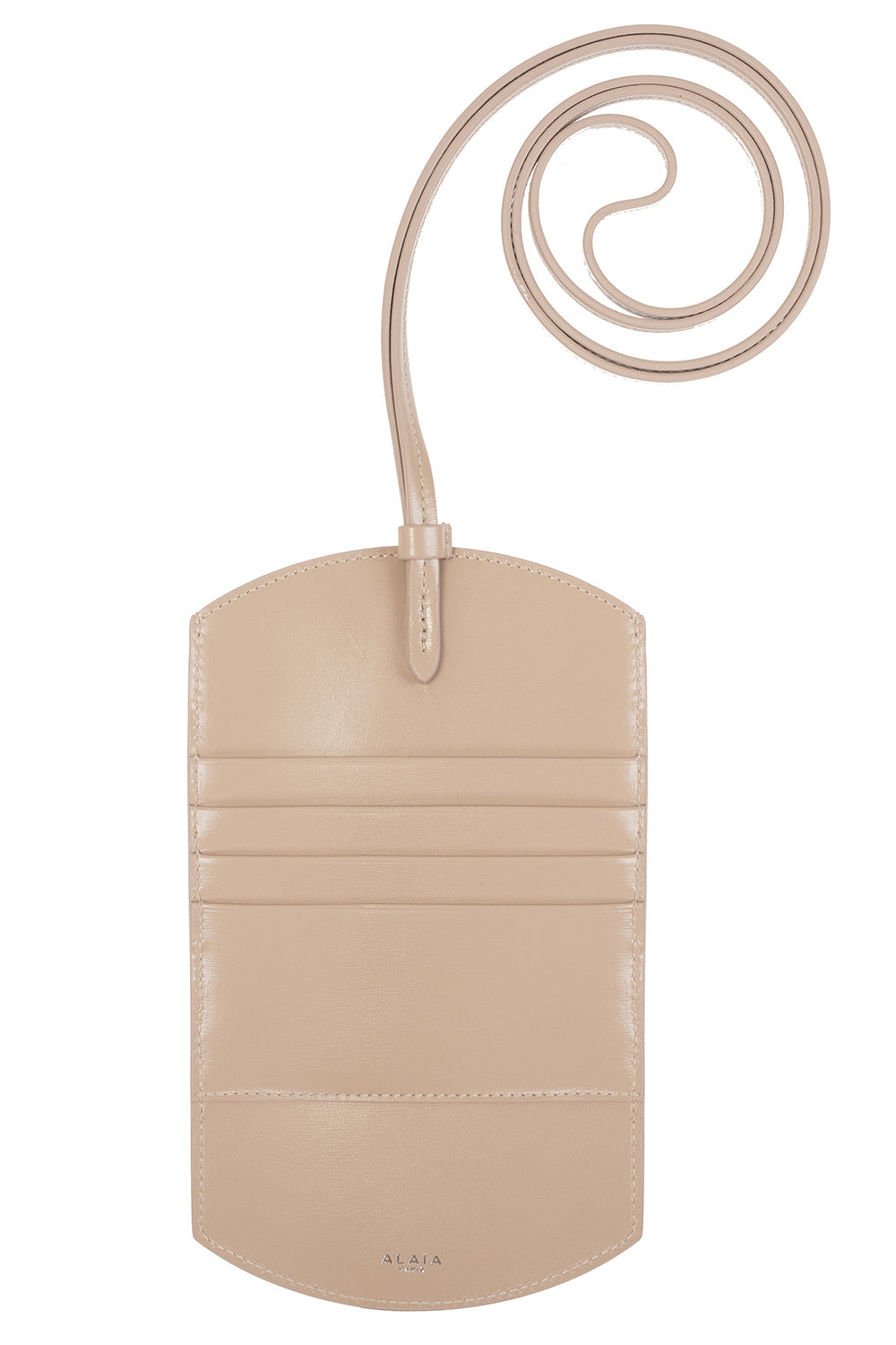 Openwork phone strap in leather - Pearl & Sand