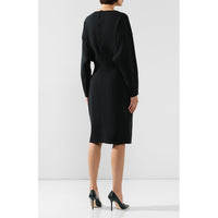 Long-sleeved wool dress - Black