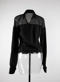 Chemise à manches longues épaules ajourées - Noir