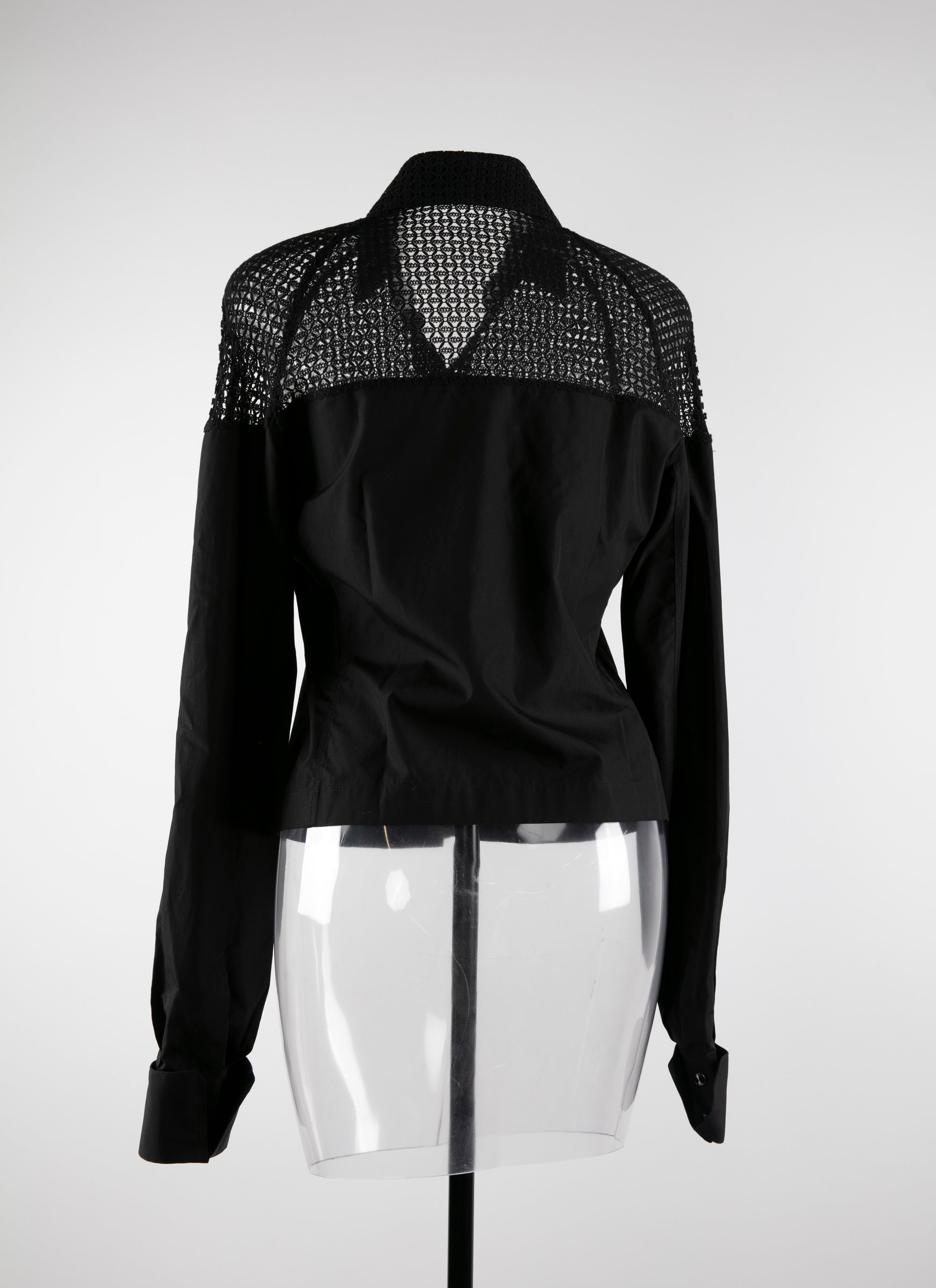 Chemise à manches longues épaules ajourées - Noir
