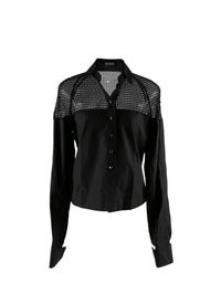 Chemise à manches longues épaules ajourées - Noir