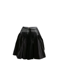 Mini-jupe plissée avec détails ajourés - Noir