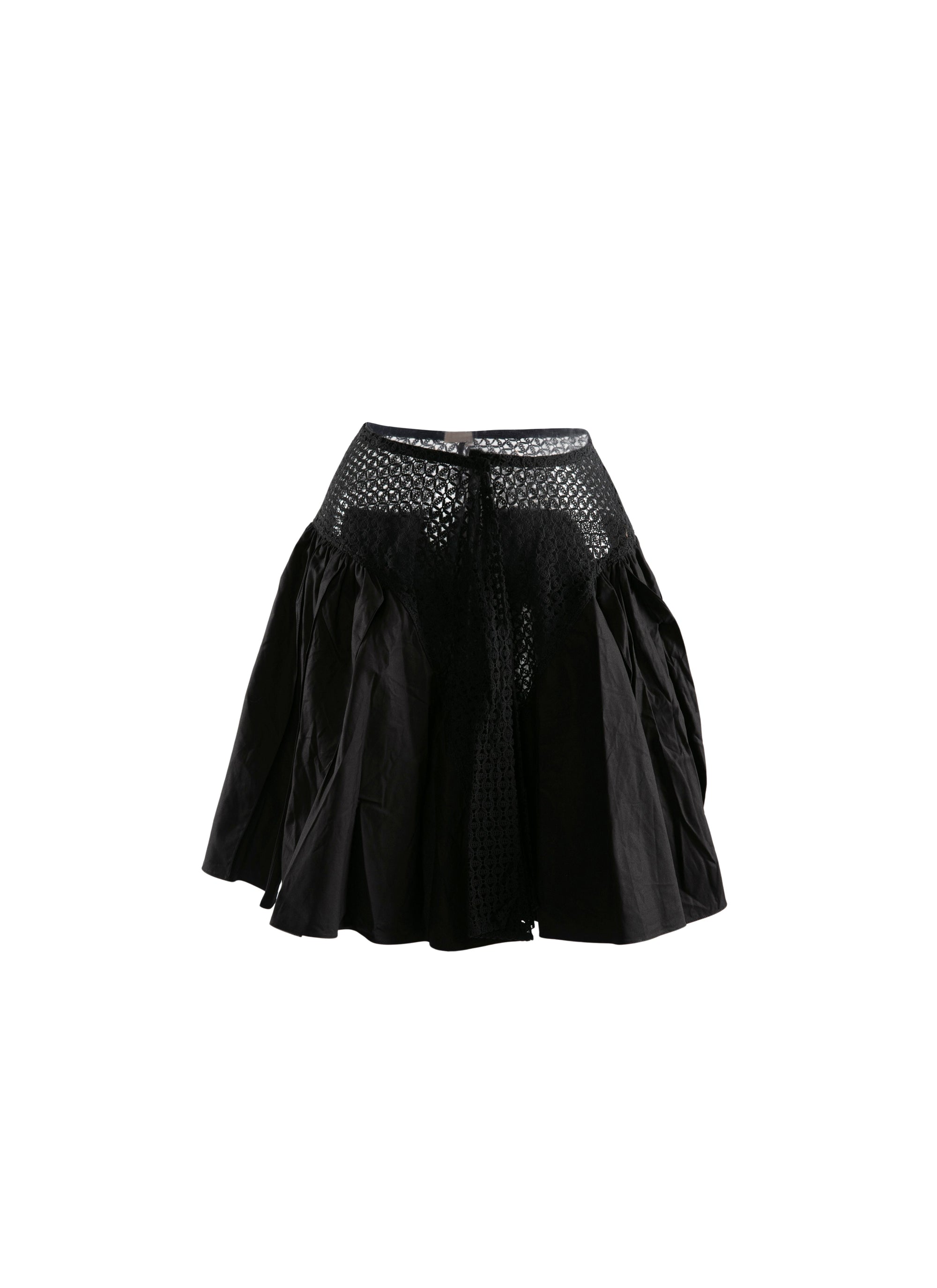 Mini-jupe plissée avec détails ajourés - Noir