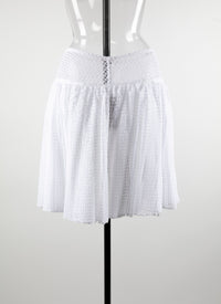 Openwork unlined mini skirt - White