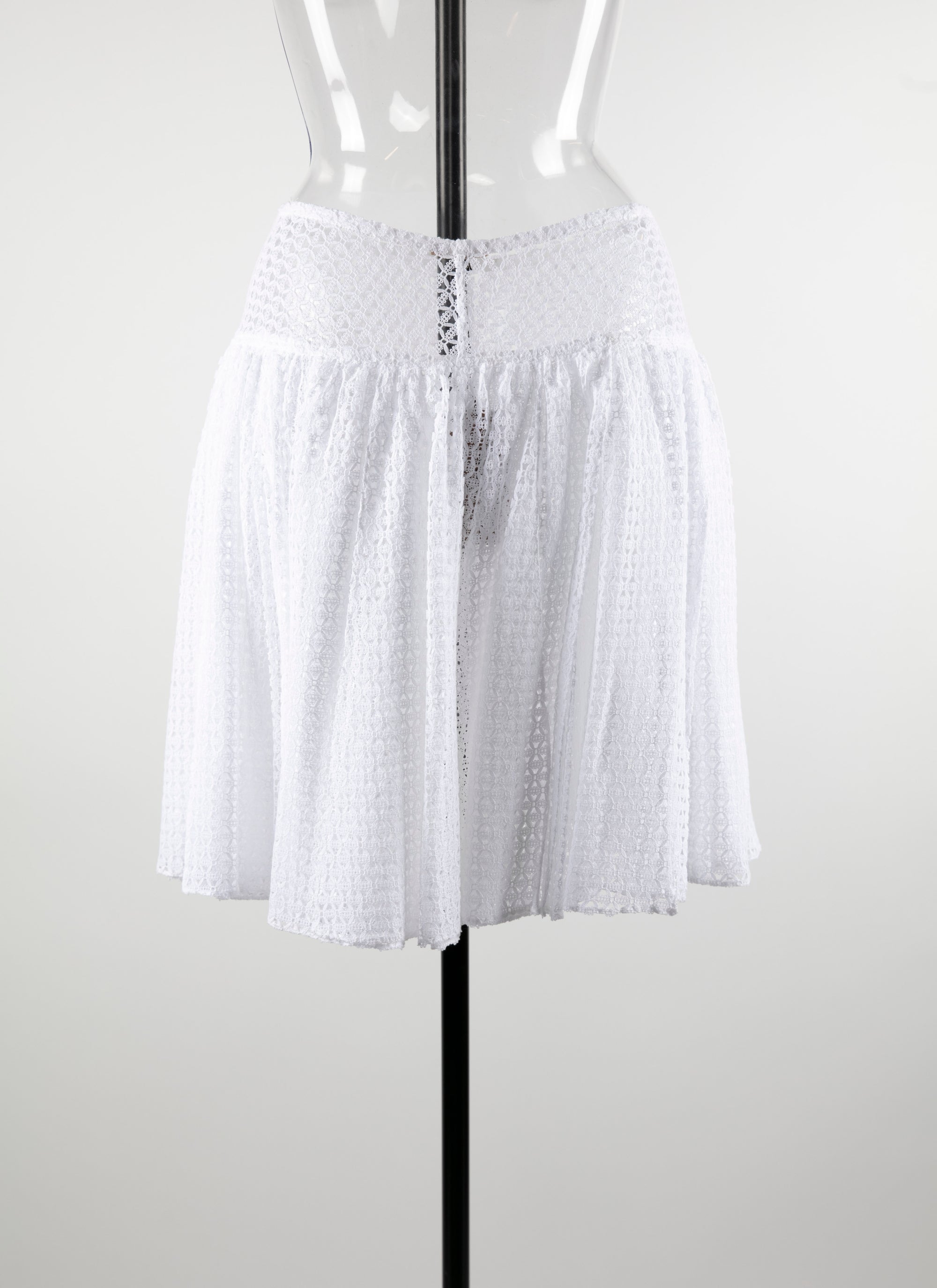Openwork unlined mini skirt - White