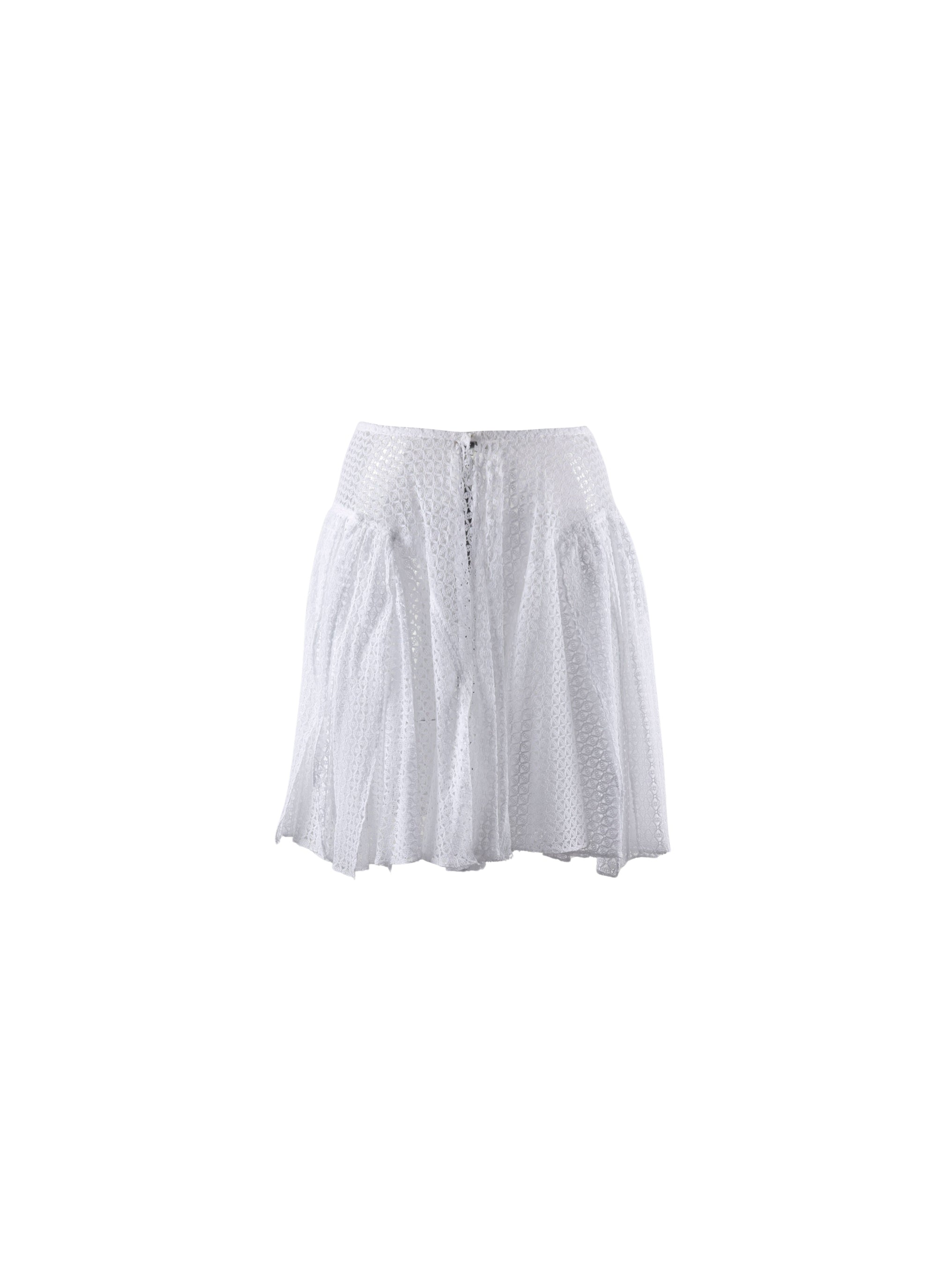 Openwork unlined mini skirt - White