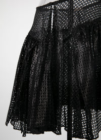 Openwork unlined mini skirt - Black intense
