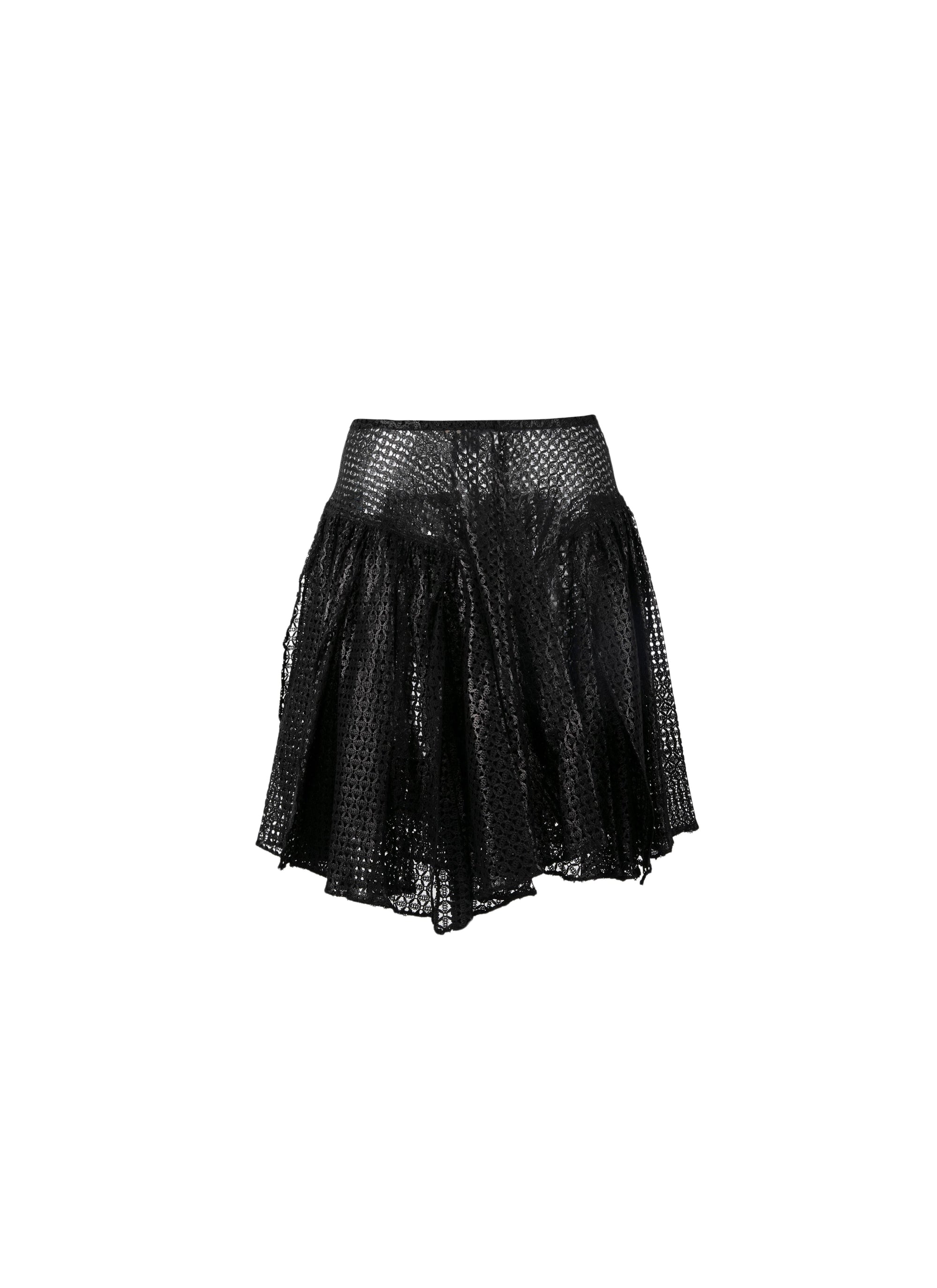 Openwork unlined mini skirt - Black intense