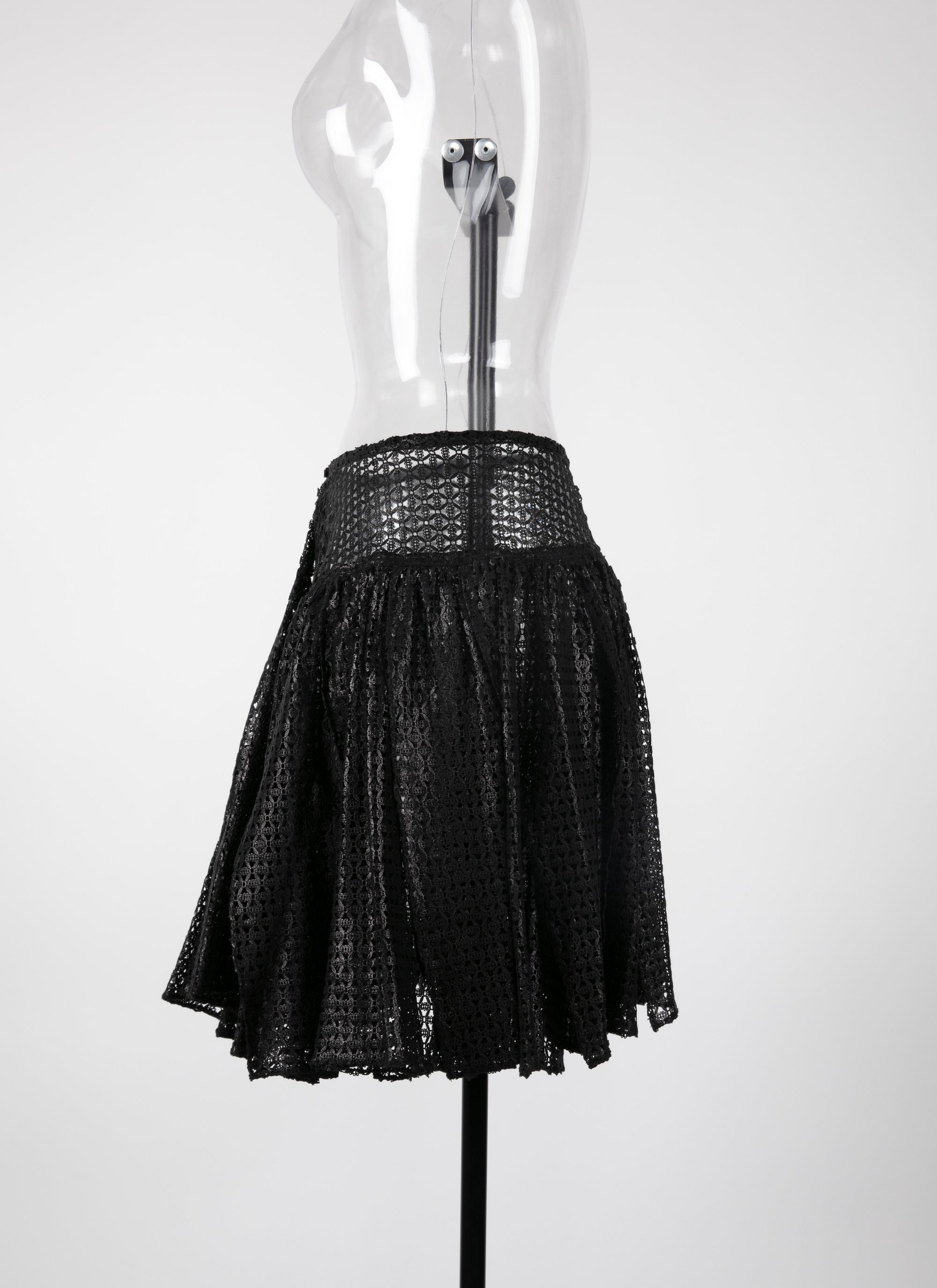 Openwork unlined mini skirt - Black intense