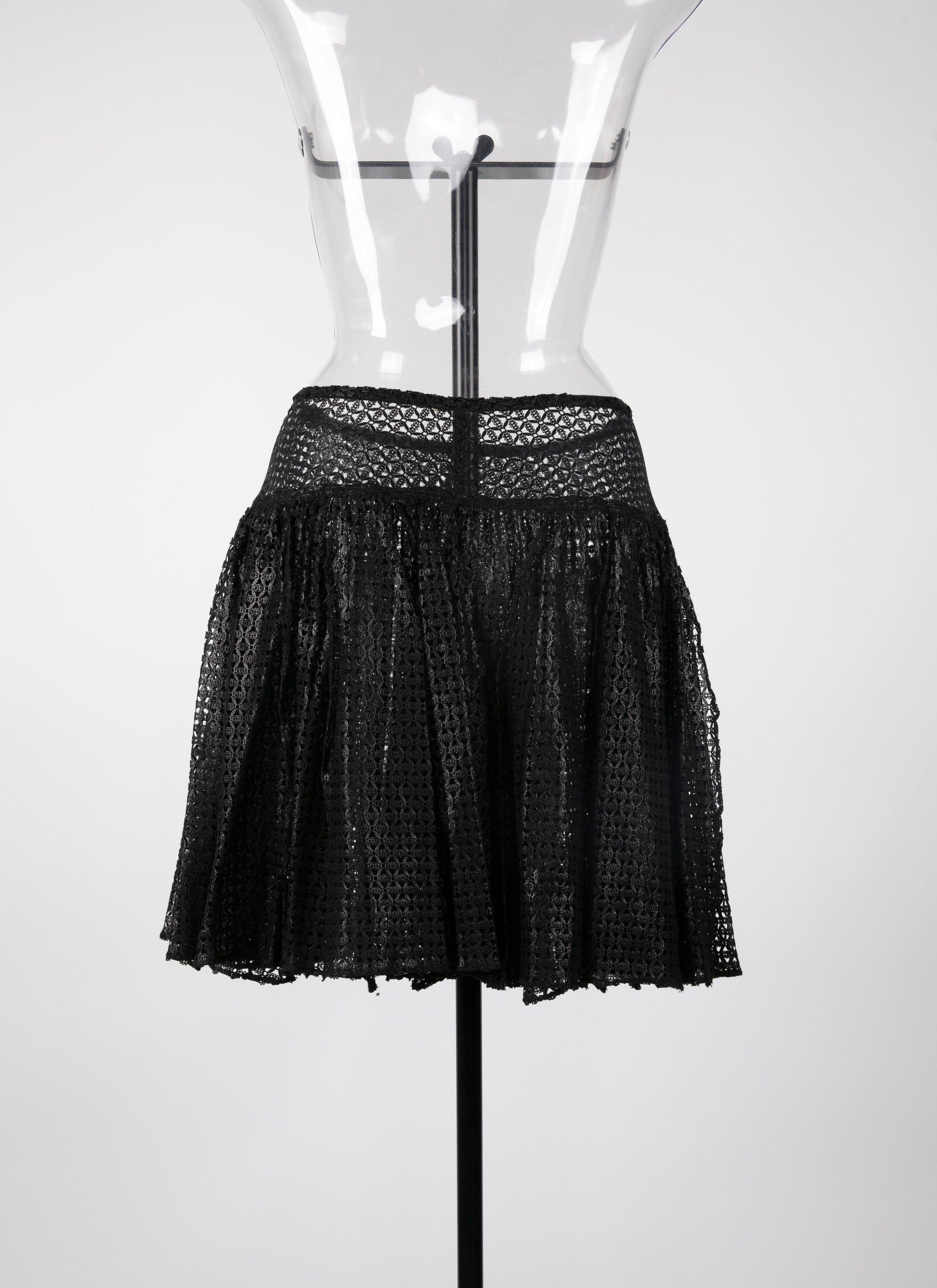 Openwork unlined mini skirt - Black intense