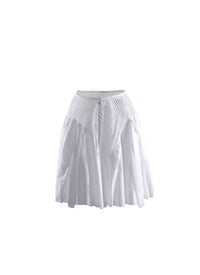 Pleated mini-skirt with openwork details - White