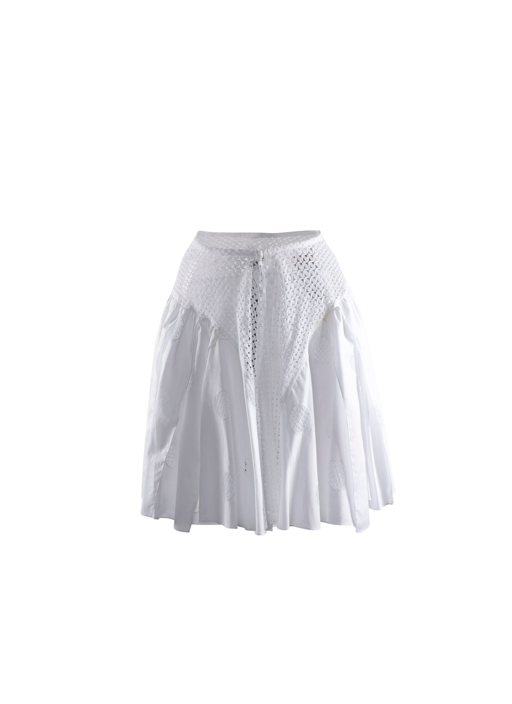 Pleated mini-skirt with openwork details - White