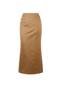 Jupe zippée longue en gabardine - Rose Clair