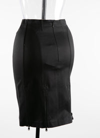 Jupe zippée courte en gabardine - Noir