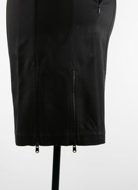 Jupe zippée courte en gabardine - Noir