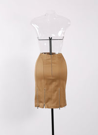 Jupe zippée courte en gabardine - Rose Clair