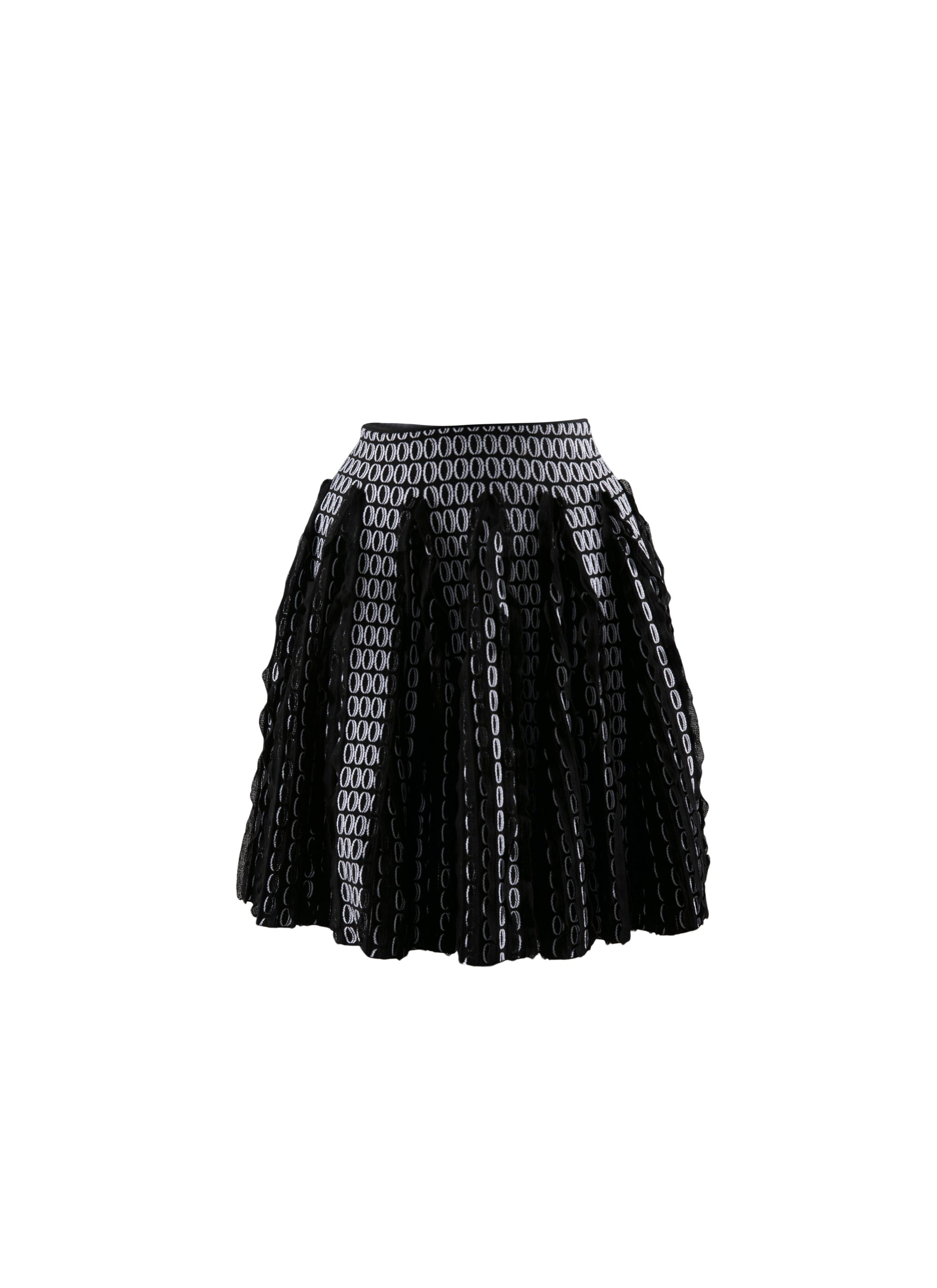 Short skater skirt in geometric pattern - Black & White