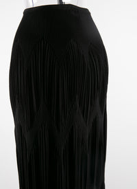 Long fitted skirt with gathers - Black intense