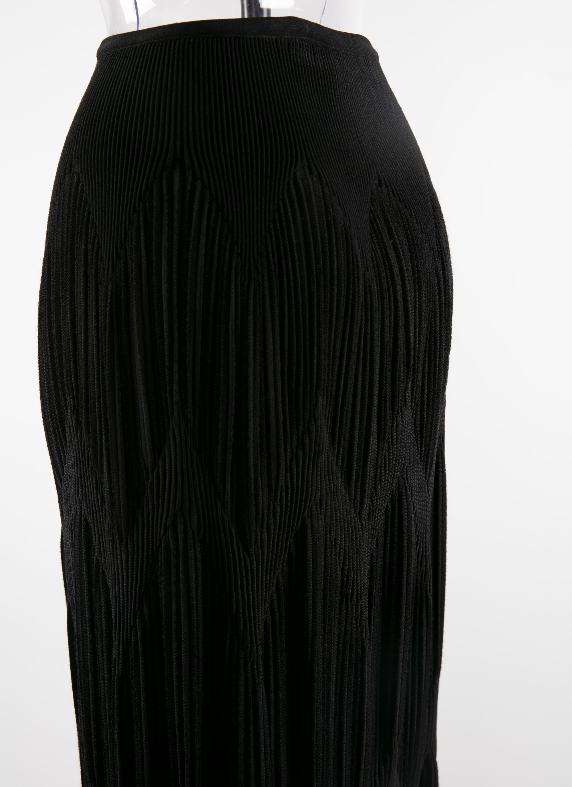 Long fitted skirt with gathers - Black intense