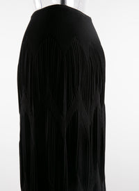 Long fitted skirt with gathers - Black intense
