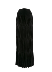 Long fitted skirt with gathers - Black intense