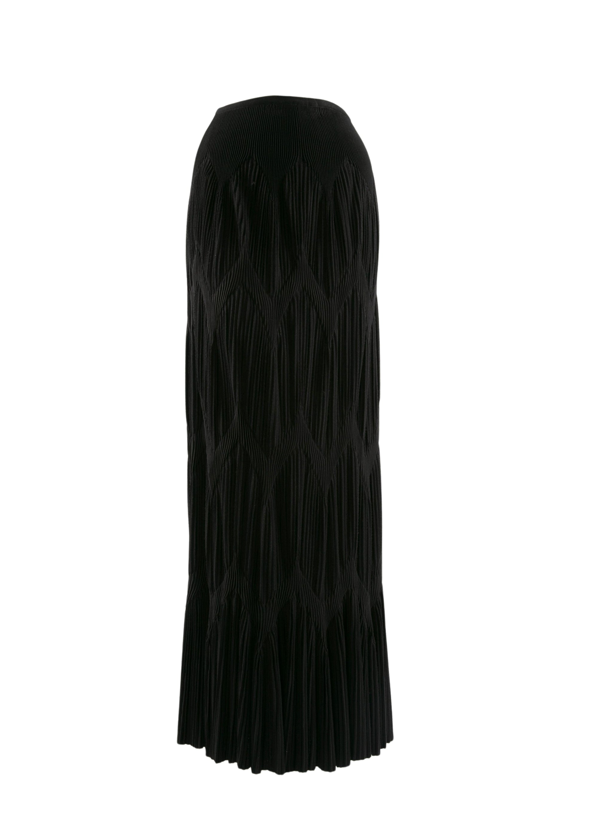 Long fitted skirt with gathers - Black intense