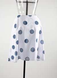 Polka dot poplin skirt - White & Blue
