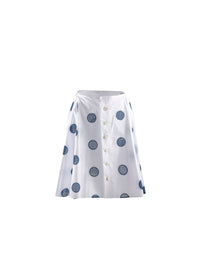 Polka dot poplin skirt - White & Blue