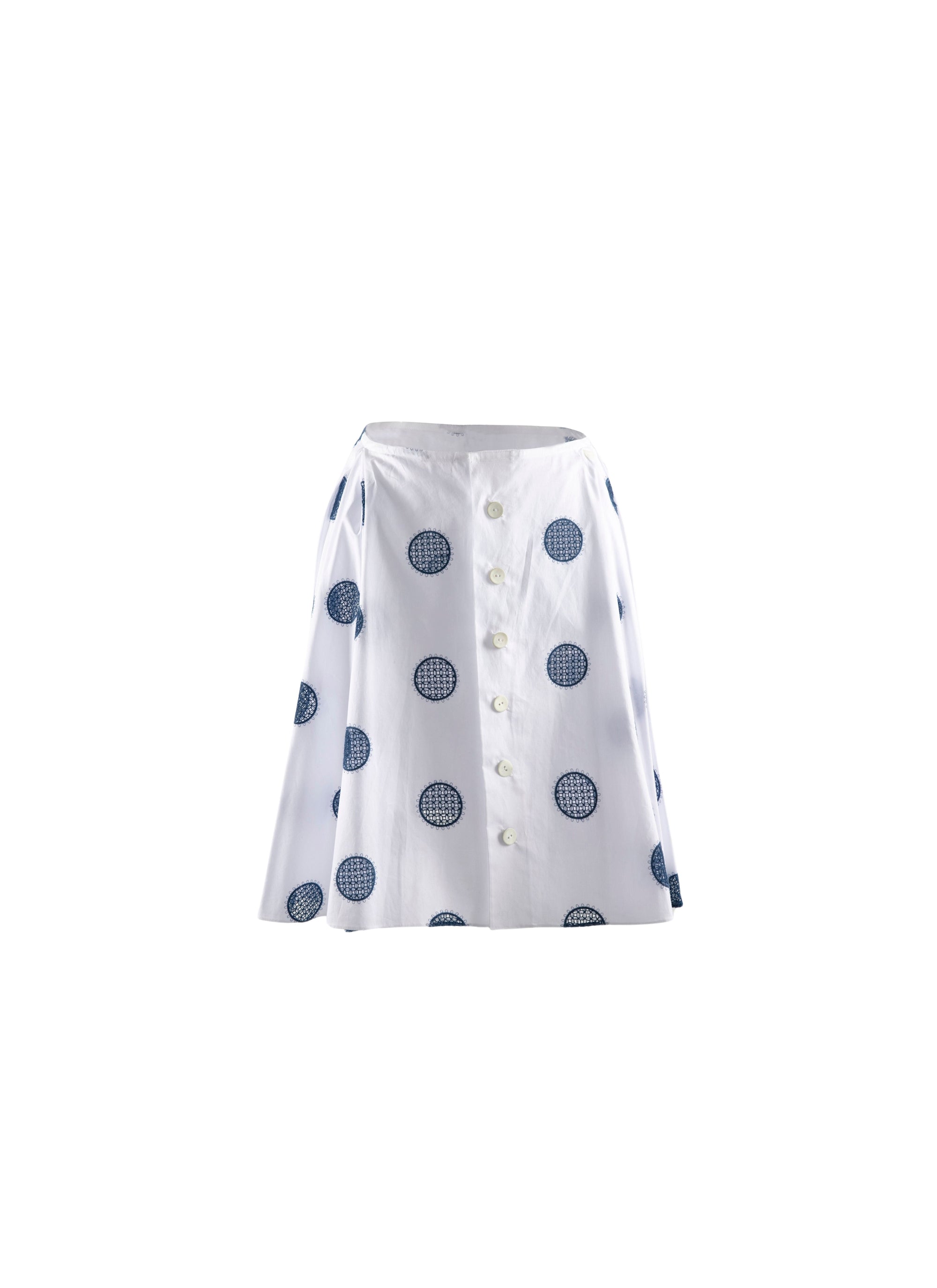 Polka dot poplin skirt - White & Blue