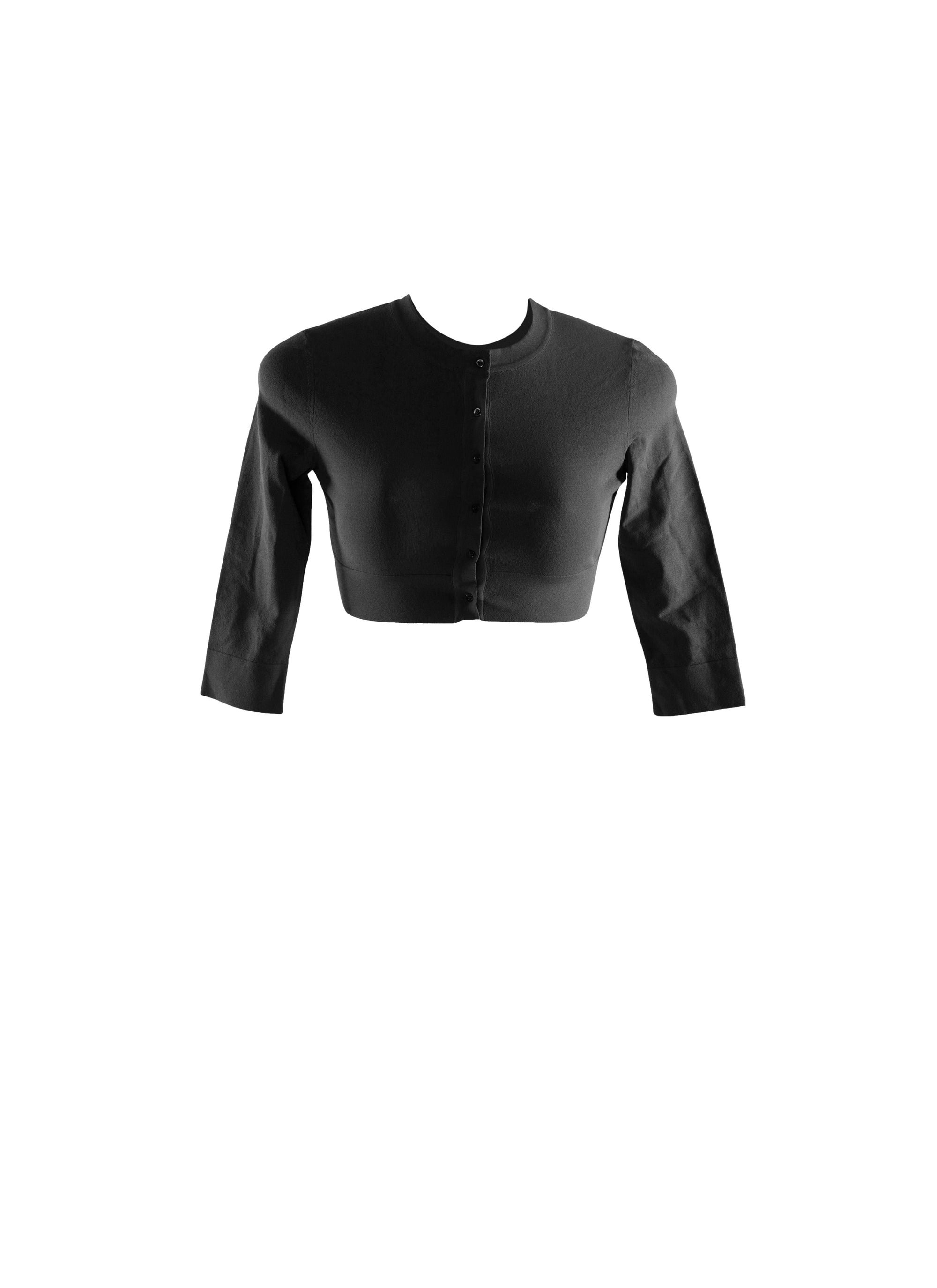 Cardigan court boutonné à manches longues en maille - Noir intense
